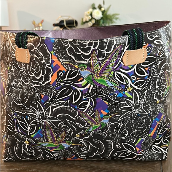 Consuela Black and Blue Tote Bag with Vibrant Design - Picture 4 of 11